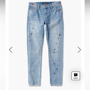 Lucky Brand Ava Mid Rise Skinny Jean With Ditsy Bug Embroidery